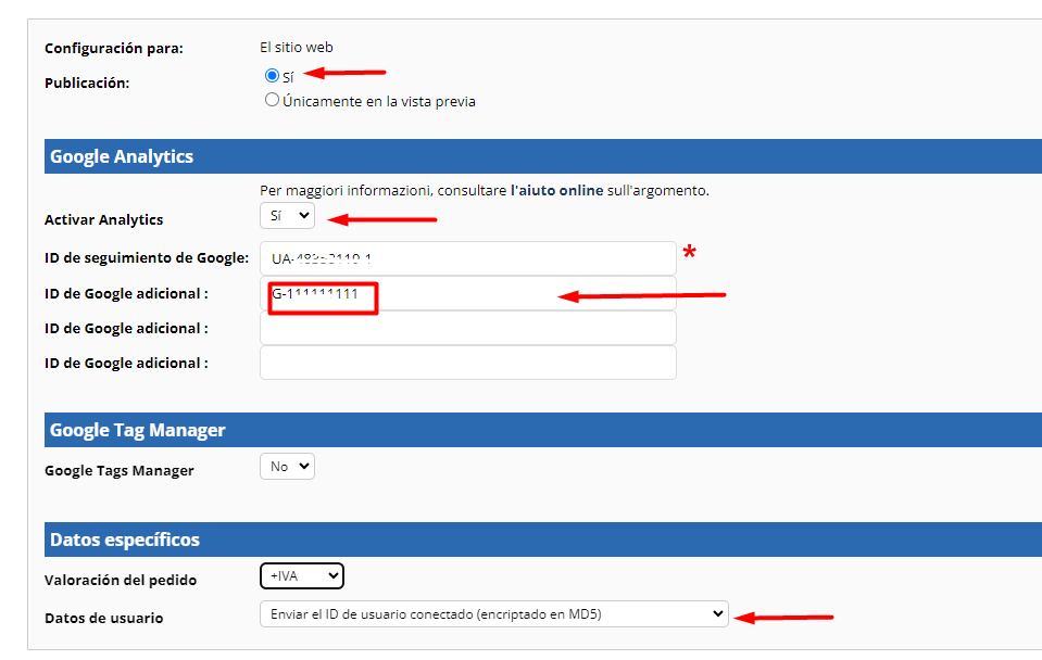 Instalar GA4 en Oxatis